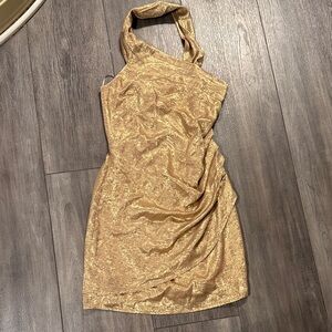 Lost + Wander One Shoulder Gold Dress